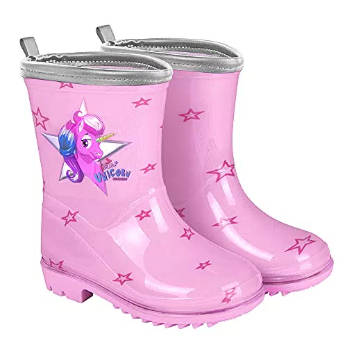PERLETTI Stivaletti Pioggia Unicorno Bambina, rosa, 24/25