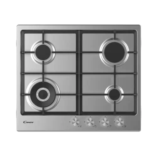 Piano Cottura A Gas Candy CHW 6 BR4WGTAV, 4 Fuochi, 60 Cm, Colore Avena (grigio), Griglie Smaltate