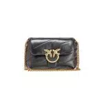 Pinko Love Baby Puff C Sheep Nappa, Borsa Donna, Z99Q Nero-Antique Gold