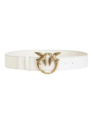 Pinko Love Berry Simply H4 Belt Vite Cintura, Z14Q_Bianco-Antique Gold