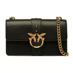 Pinko Love One Classic C Vitello Seta, Borsa Donna, Z99Q Nero-Antique Gold