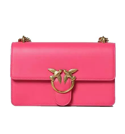 Pinko Love One Classic DC Vitello SE, Borsa Donna, N17Q Barbabietola CH-Antique Gold