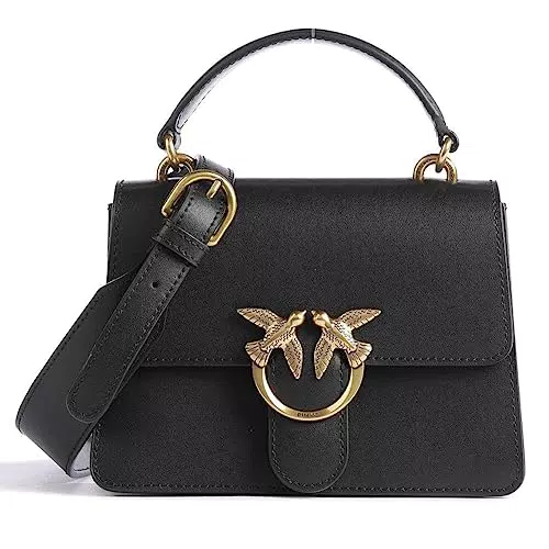 Pinko Love One Top Handle Mini Light, Borsa Donna, Z99Q_Nero-Antique Gold