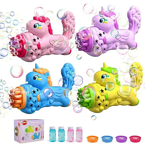 Pistola a Bolle per Bambini 4 Confezioni, VATOS Macchina Automatica per Bolle di Sapone