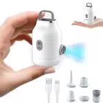 Pompa Elettrica Portatile - Piccola e Potente Pompa Elettrica con Batteria Ricaricabile da 4000mAh e 5 Ugelli per Aria - Inflatore Veloce per Materassi ad Aria