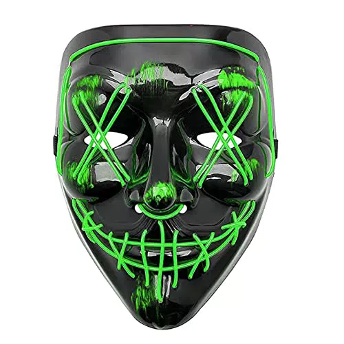 Probuk Halloween LED Maschere Rosa Nera Luminosa Notte Luce Neon El Wire Maschera Horror con 3 modalità di illuminazione