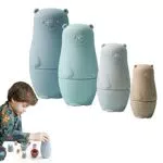 Matrioska in silicone, motivo orso, blu