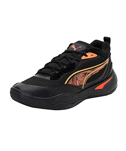 PUMA Playmaker PRO Laser, Scarpe da Basket Uomo, Black-Ultra Orange