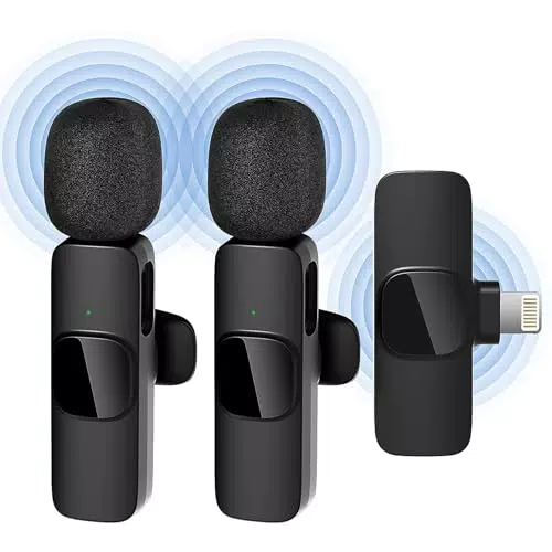 Qhot Microfono Wireless per iPhone, Microfono Lavalier Wireless per Registrazione Video