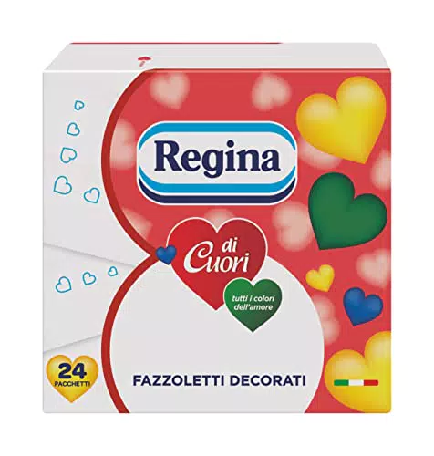 Regina di Cuori - 24 Pacchetti da 9 Fazzoletti di Carta Decorati