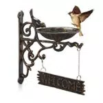 Relaxdays Abbeveratoio per Uccelli in Ghisa, Targhetta “WELCOME”