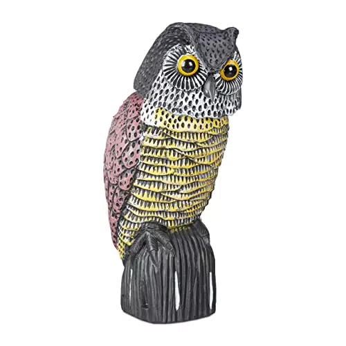 Relaxdays Gufo Spaventapasseri, Testa Rotante, Figura Deco Verticale