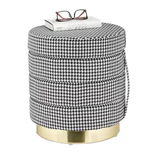 Relaxdays Pouf Rotondo, Sgabello Poggiapiedi Imbottito
