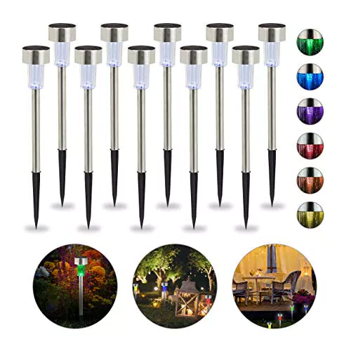 Relaxdays Set da 10 Lampade Solari a LED Impermeabili