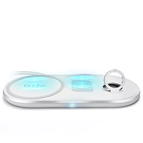 SBS Caricatore da tavolo wireless multiplo, 10W, base di ricarica per cellulari Qi