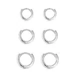 Set 3 Paia Orecchini Cerchio Piccoli Argento 925 per Donna