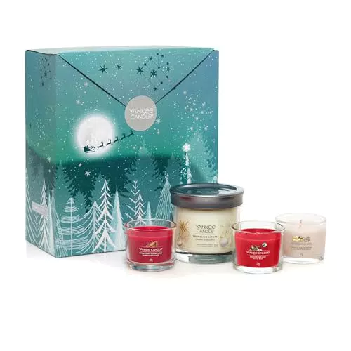 Set regalo Yankee Candle, 3 candele votive profumate e 1 candela Signature Small Tumbler