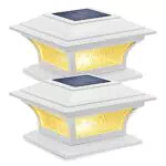 Siedinlar Lampione Solari da Giardino Esterno 2 modalità Luci LED Impermeabile per 4x4 5x5 6x6 Pali di legno Patio Giardino Decor Bianco 2 Pezzi