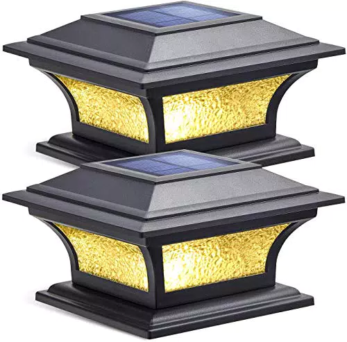 Siedinlar Luci Postali Solari Lampade Solari da Giardino 2 Modalità Luci LED Bicchiere Impermeabile per Giardino Recinto Mazzo 4x4 5x5 6x6 Pollici Pali di legno 2 Pezzi