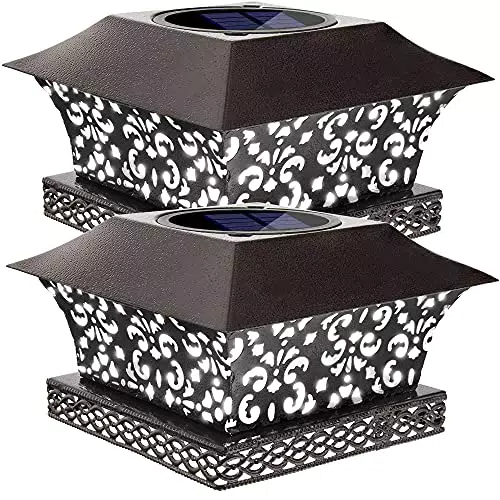 Siedinlar Luci Solari Esterno Giardino Luci Postali Solari Bianco Freddo Luci LED Impermeabile per Giardino Recinto Mazzo 4x4 5x5 6x6 Pollici Pali di legno 2 Pezzi