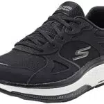 Skechers Go Walk Allenamento Walker, Sneaker Donna, Pelle Nera Tessuto Bianco