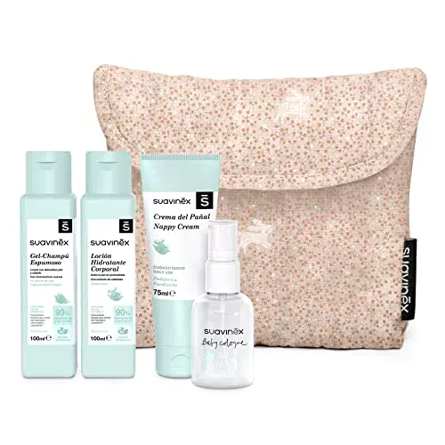 Suavinex Beauty Case da Viaggio in Tessuto - Kit idea regalo neonato con 4 prodotti - Baby Cologne