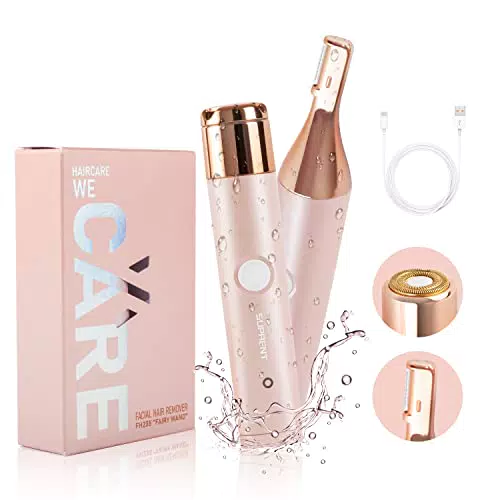 SUPRENT Rasoio Elettrico Viso Donna Epilatore Sopracciglio 2 in 1 IPX7 impermeabile Epilatore Viso Elettrico Trimmer per il corpo del viso capelli labbra mento