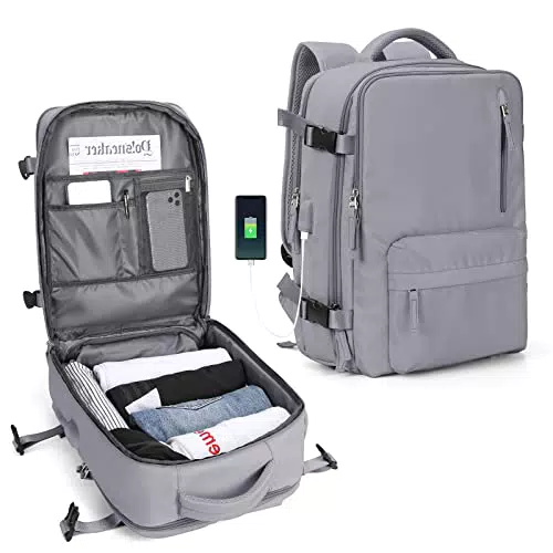 SZLX Borse da Cabina per easyjet 45x36x20 zaino da viaggio donna Ryanair 40x20x25 Bagaglio a Mano con porta usb zaino da viaggio aereo bagaglio a mano zaino per laptop Casual DaypackGrigio