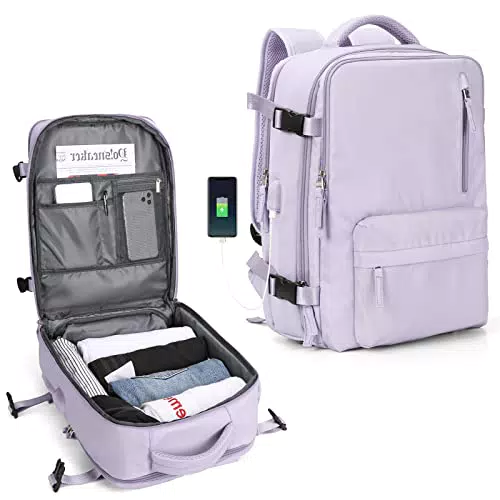 SZLX Borse da Cabina per easyjet 45x36x20 zaino da viaggio donna Ryanair 40x20x25 Bagaglio a Mano con porta usb zaino da viaggio aereo bagaglio a mano zaino per laptop Casual DaypackViola