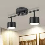 TaFiCo Lampada Faretti da Soffitto Orientabili Nero - GX53 Faretti Soffitto con 2 Faretti - Plafoniera LED - Applique Faretto Parete Industriale per Camera Cucina