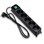 Tecnoware Multipresa - Ciabatta Elettrica con 5 Uscite SCHUKO/ITALIA 10/16A Inclinate a 45°- Interruttore Luminoso e Child Protection - Spina Ingresso SCHUKO