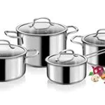 Tescoma Optima Batteria di Pentole 8 Pezzi, Acciaio Inox
