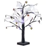 THE TWIDDLERS Albero Nero Glitterato di Halloween con Luci a LED Viola
