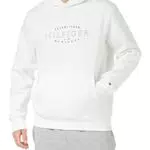 Tommy Hilfiger Felpa Uomo Curve Logo con Cappuccio, Bianco