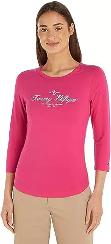 Tommy Hilfiger SLIM SIGNATURE OPEN NK 3/4SLV, Maglie a Manica Lunga