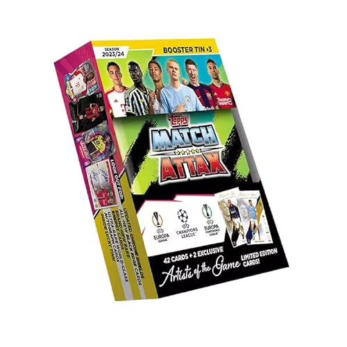 Topps Match Attax 23/24 - Booster Tin 3 - contiene 42 carte Match Attax più 2 carte esclusive Artists of the Game Limited Edition
