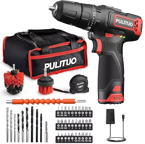 Trapano Avvitatore Batteria, PULITUO Trapano a Percussione 12V