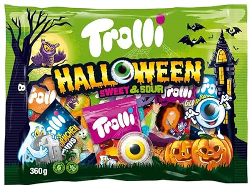 Trolli Halloween Sweet & Sour 360g - Confezione Grande di Caramelle Miste con Glotzer