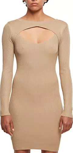 Urban Classics Abito da Donna, Beige, XS