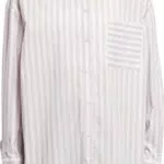 Urban Classics Maglietta da Donna Oversize a Righe, Bianco/Lilla