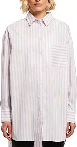 Urban Classics Maglietta da Donna Oversize a Righe, Bianco/Lilla