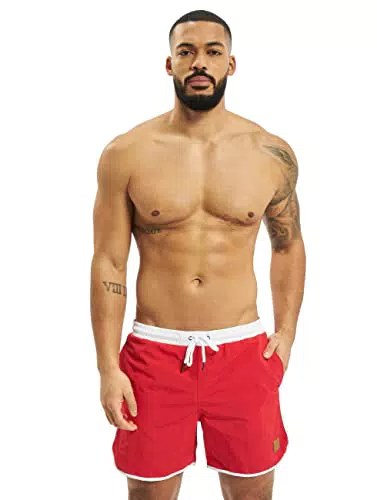 Urban Classics Retro Swimshorts Pantaloncini, Colore: Rosso