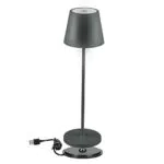 V-TAC Lampada da Tavolo senza Fili LED Dimmerabile con Comandi Touch Lampada Grigia Wireless per Uso Interno ed Esterno IP54 da Casa o Ristorante Batteria 4400 mAh Luce 3000K Bianca Calda 2W