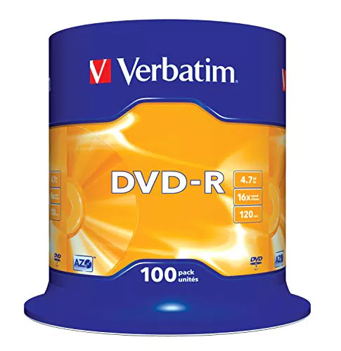 Verbatim DVD-R 16 x 4, 7 GB TARRINA 100 pezzi 43549