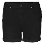 Vero Moda Vmluna Mr Fold-Pantaloncini Mix Ga Noos, Nero