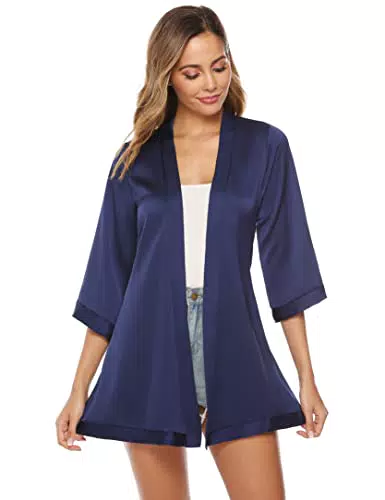 Wayleb Cardigan Donna Chiffon Copricostume con Stampa Floreale Kimono Estiva Top Copricostumi da Bagno con Cintura