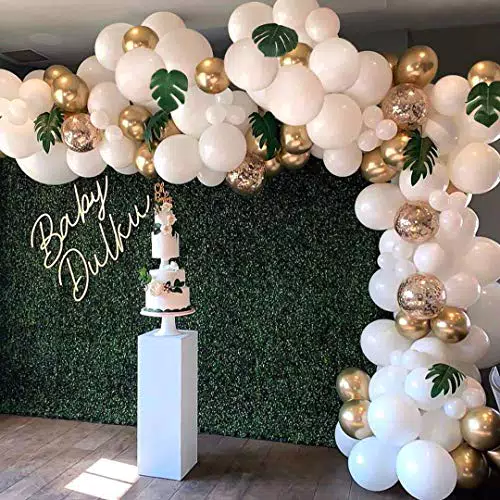 Wodasi 100 Pezzi Kit Pallone a Palloncino, Palloncini Bianchi e Oro Arco di Palloncini