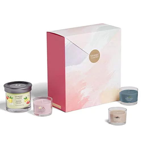 Yankee Candle Set regalo, 3 candele votive piene profumate e 1 candela in bicchiere in confezione regalo