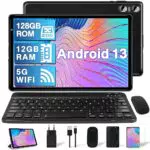 YESTEL Tablet 10 Pollici Android con tastiera, nero