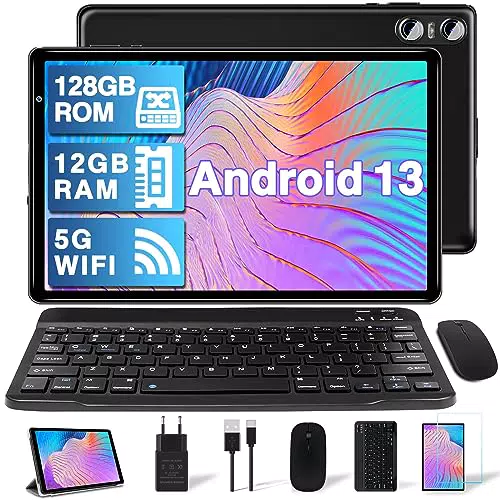 YESTEL Tablet 10 Pollici Android con tastiera, nero